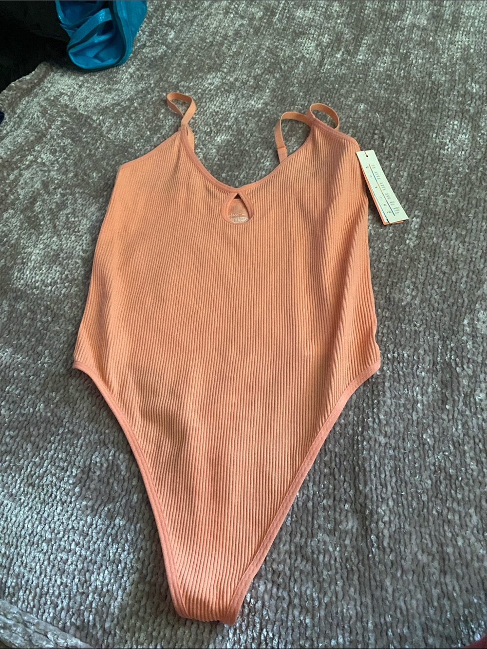 Kids Ribbed One-Piece Swimsuit in Peach